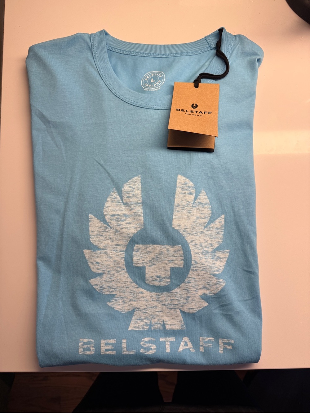 Belstaff Light Blue Short Sleeve Logo Tee